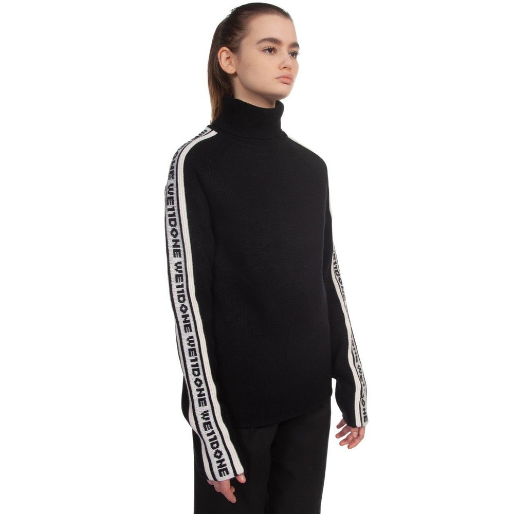 We11done Welldone Wool Logo Turtleneck Sweater Large Black Streetwear